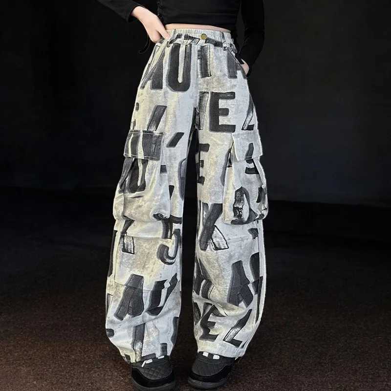 Streetwear Cute Girls Cargo Pants for Kids Trousers Teenagers Wide-legged Pants Children Outfits Baby Clothes 5 7 9 11 13 YearsT250318