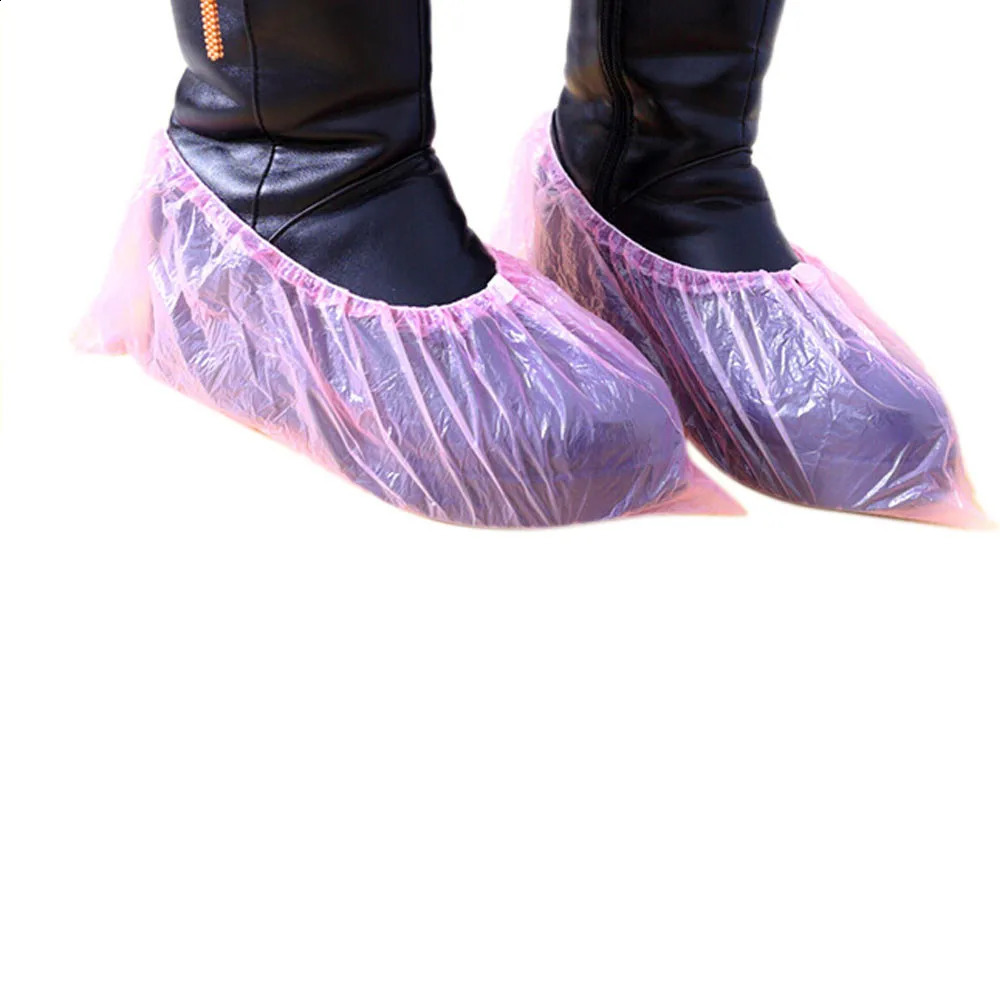 100 disposable waterproof and dustproof thick plastic cleaning shoe covers one size foot 250318