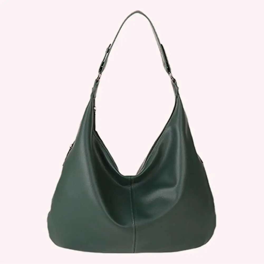 Women PU Fashion Underarm Solid Color Stylish Single Shoulder Zip Closure Chic Hobo Daily Commuting Bag
