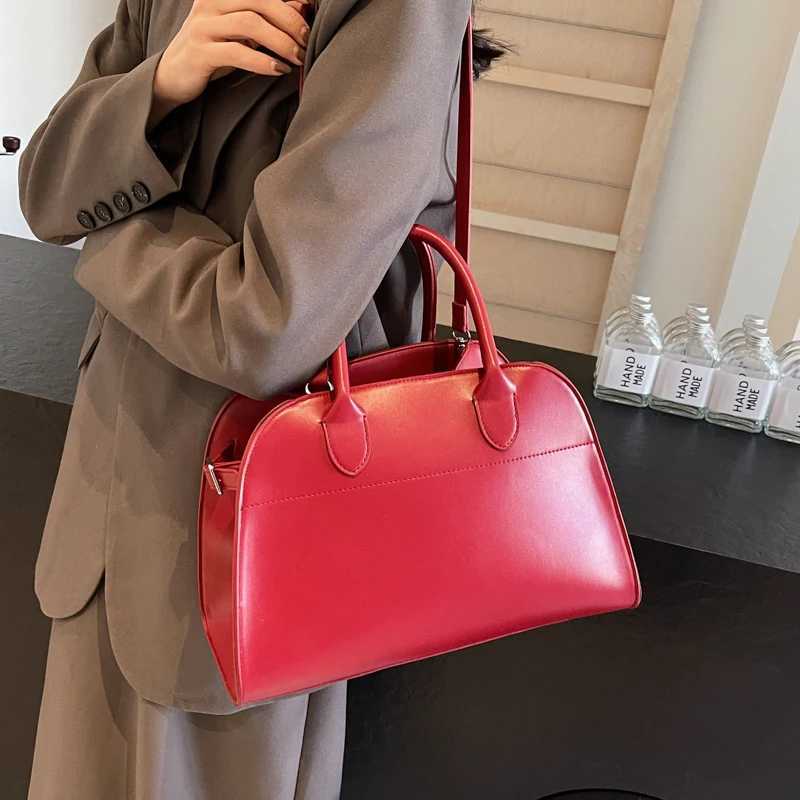MOODS brand red large-sized warm handbag solid color suede Shoder shopping handbag 2024 luxury designer handbag Y250318