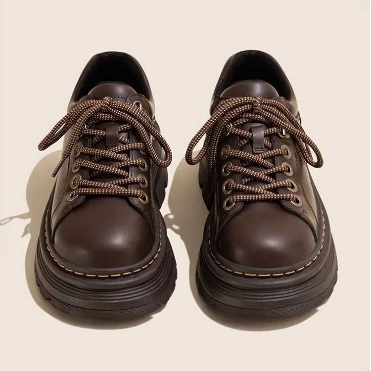 Womens Derby Shoes Autumn British Style Womens Shoes with Fur Round Toe Platform Casual Sports Shoes Leather Autumn PrXJ250319
