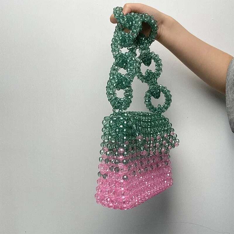 Color Acrylic Evening Clutch Party Bags For Women Designer Handbag Purses Fashion Handmade Beading Square Shoulder