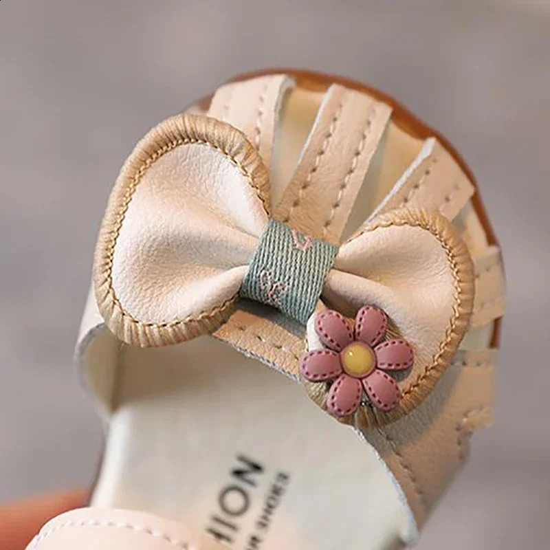 Kids Summer Sandals Todler Girl Shoes Bow Baby 03 Years Beige Pink 250304
