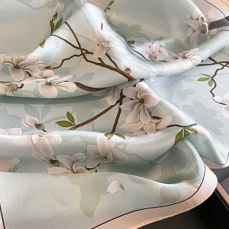 100% pure square silk scarf 2024 Hangzhou silk scarf womens printed ribbon silk square scarf headscarf X250319