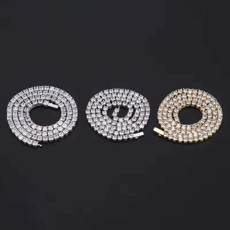Hiphop 3mm 4mm 5mm 6mm chain 14k gold-plated chilled cubic zirconia tennis necklace men's and women's accessories