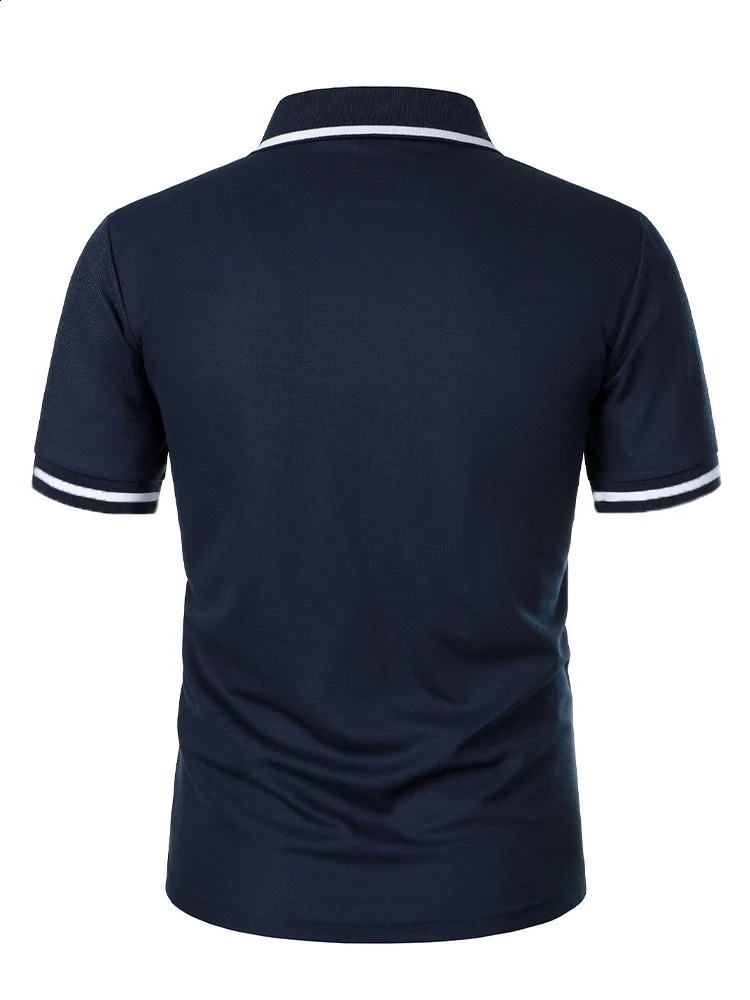 Mens casual fashion solid color short sleeve top lapel mens short sleeve T-shirt Casual fashion solid color top short sleeve 250319
