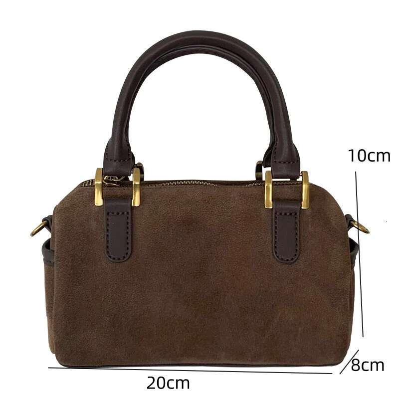 Korean Fashion New Small Square Bag Shoulder Brown Niche Retro Suede Surface Leisure Versatile Trend Lady Crossbody Bags