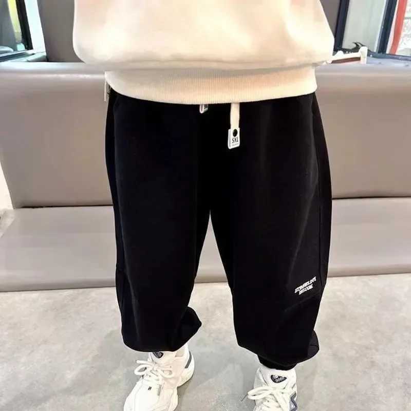 Autumn Kids Boys Casual Sports Pants Solid Letter Sports Trouser Spring Thin Ankle Length Harem Pants 3+y Childrens ClothingT250318