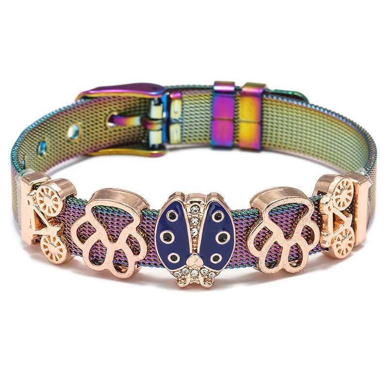 2024 Spring New Stainless Steel Mesh Bracelet for Women Slide DIY Charms Bracelets Bangles Lover Colorful Jewelry Gifts 2021 New