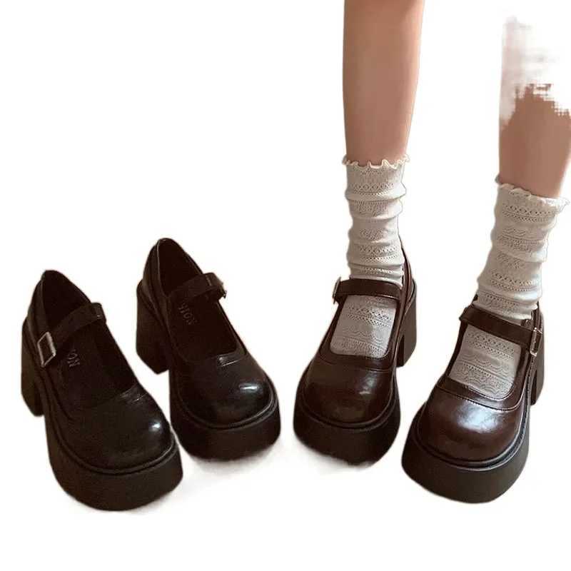 Black Super High Heels Mary Jane Shoes Women 2023 Gothic Shorty Platform Pump Womens Plus Ankle Buckle Party Lolita Shoes 42XJ250319