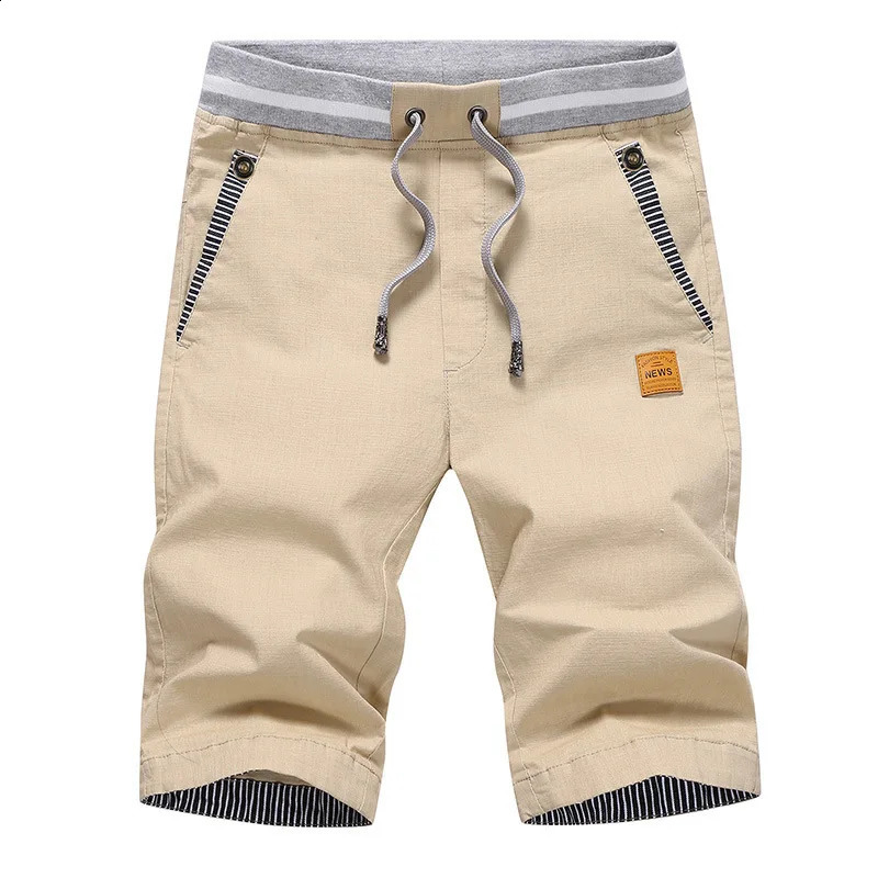2024 Summer Mens Shorts Casual Cotton Fashion Boardshort Bermuda Male Drawstring Elastic Waist Breeches Beach Shorts Men 250317