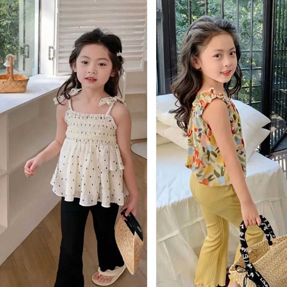 Childrens Summer Flared Trouser Lightweight Childrens Ribbon Perfect Hat Princess Style Girls Casual Pants 1-10 YearsT250318