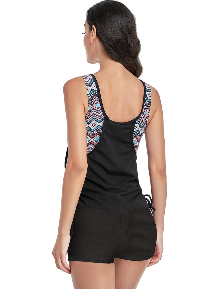 2025 Sexy Leopard Print Splicing Tankini Swimsuits Plus Size Swimwear Women High Waist Swimsuit Female Ribbed Bathing Suits 250319