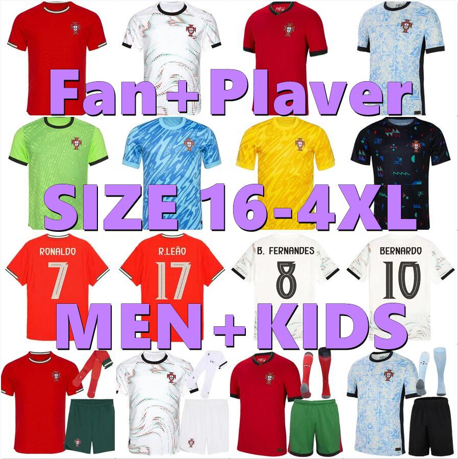 2025 2026 Portugal soccer jerseys MEN SET KIDS KIT Player versoin PEPE JOAO FELIX football shirts B.FERNANDES BERNARDO R.SANCHES DIOGO J RONALDO 23 24 25 26 long sleeve