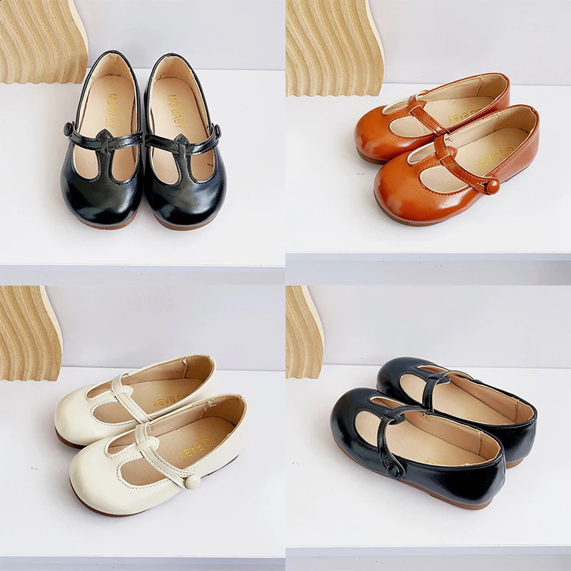 Girls Soft Bottom Glossy Flat Small Leather Shoes Childrens British Style Female Baby Princess 250319