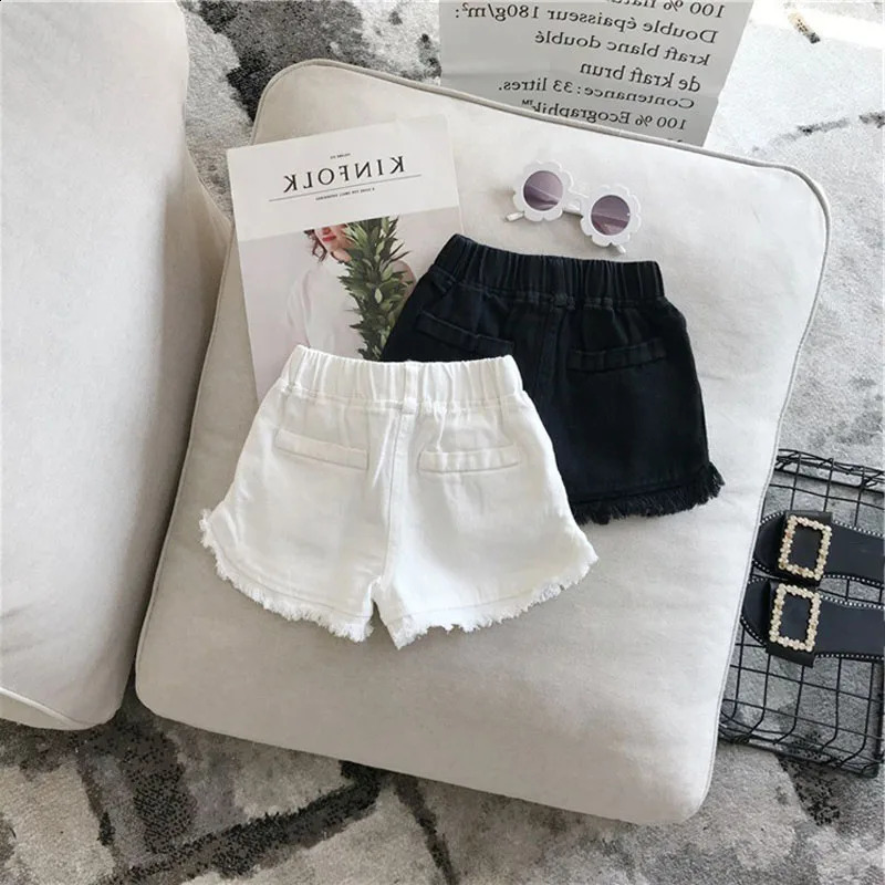 ChildrenS Clothing Summer Solid Color Korean Pants Girls Casual White Jeans Toddler Kids Solid Color Shorts Baby Pants 250319