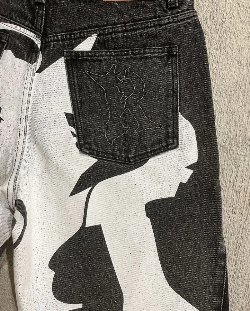 American Fashion Letters Flocking Oversized Printed Baggy Denim Shorts Men Y2K Harajuku Vintage Hip Hop Pop Wide-leg Shorts 250319