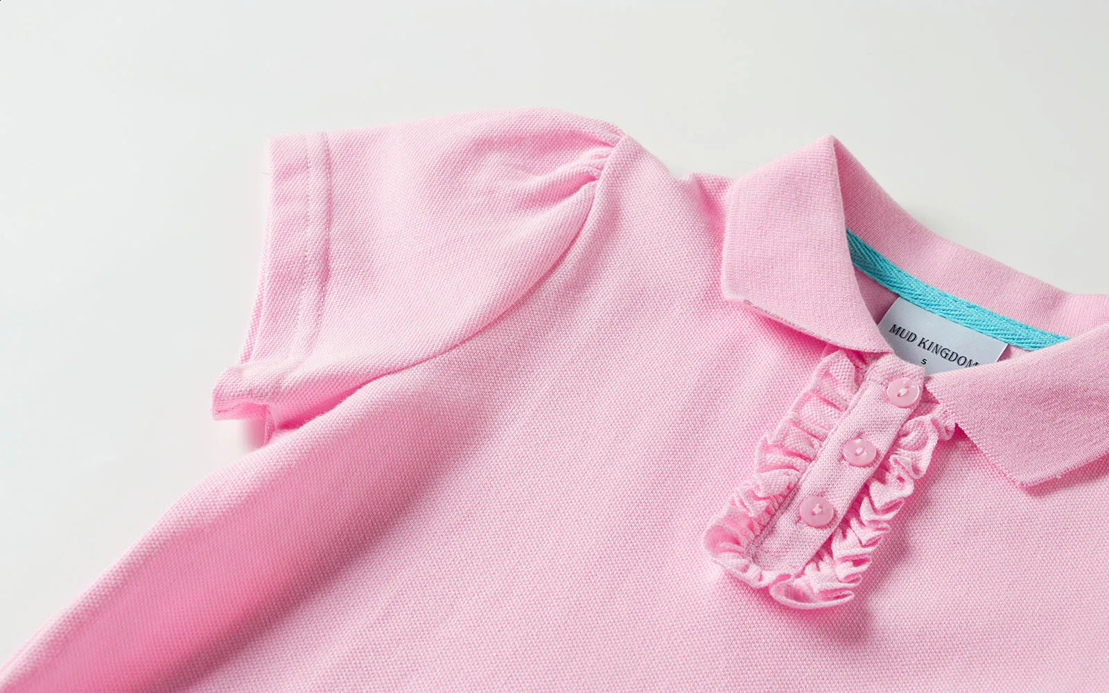 Mudkingdom Big Girls Polo Shirt Casual Solid Ruffle Short Sleeve Tops for Kids Shirts Cotton Children Summer Clothing 250319