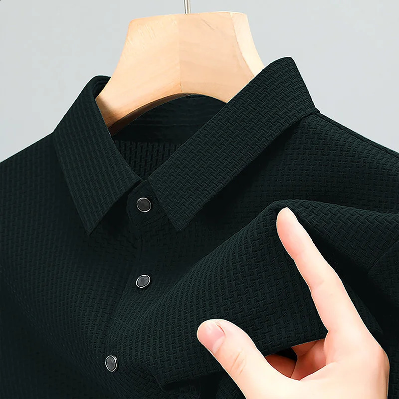 2014 Summer Mens Short Sleeve Polo Shirt High Quality Ice Silk Breathable Business T-shirt High Elasticity Soft Polo Shirt 250318