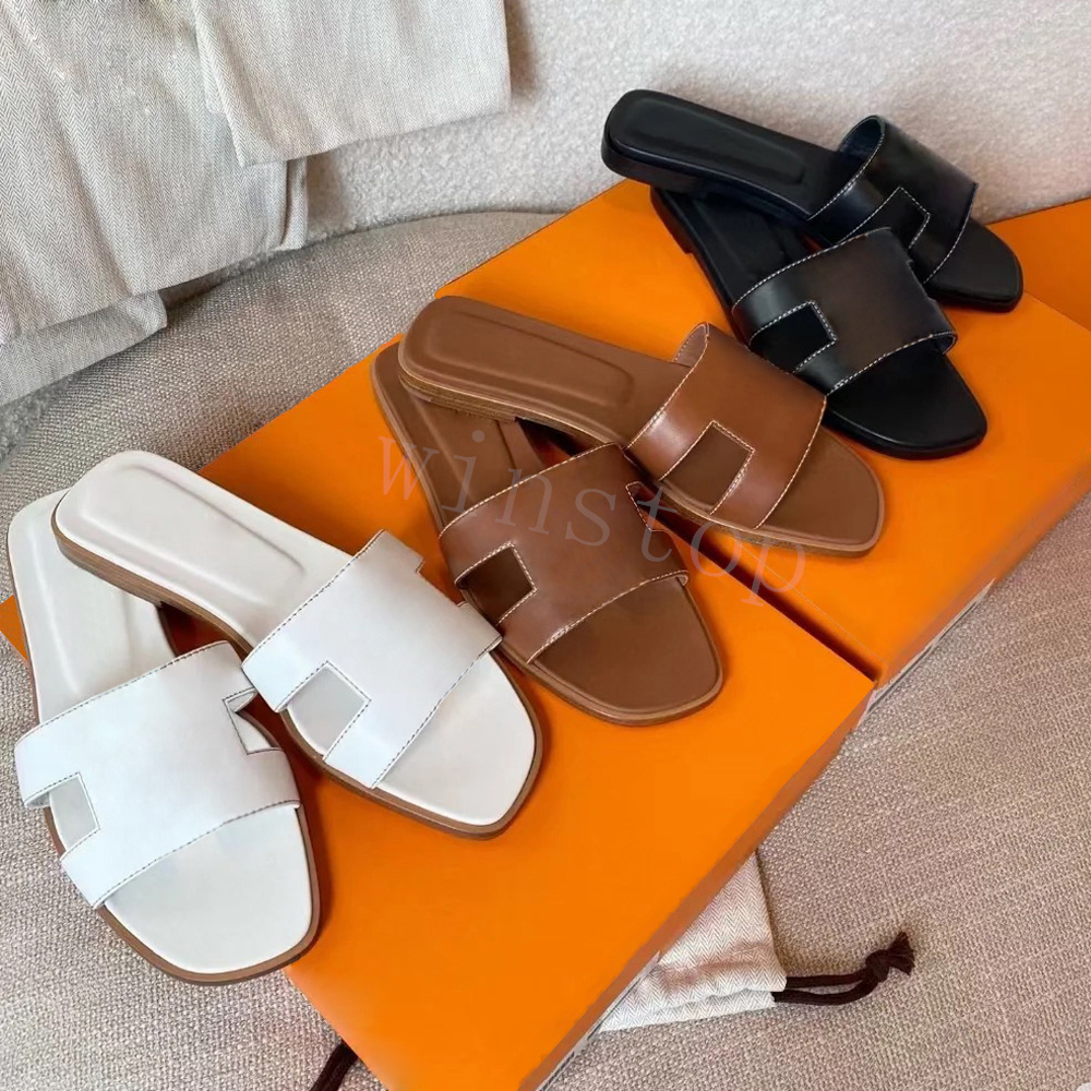 Womens Designer Slippers Lichee Pattern Summer Flat Bottom Sandal Flip Flops Luxury Flat Outdoor Beach Sandals