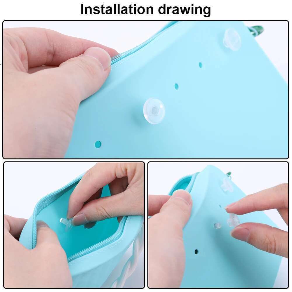 Silicone Storage Pouch Beach Connector With Lanyard Zipper Wallet Large Capacity For Bogg Bag