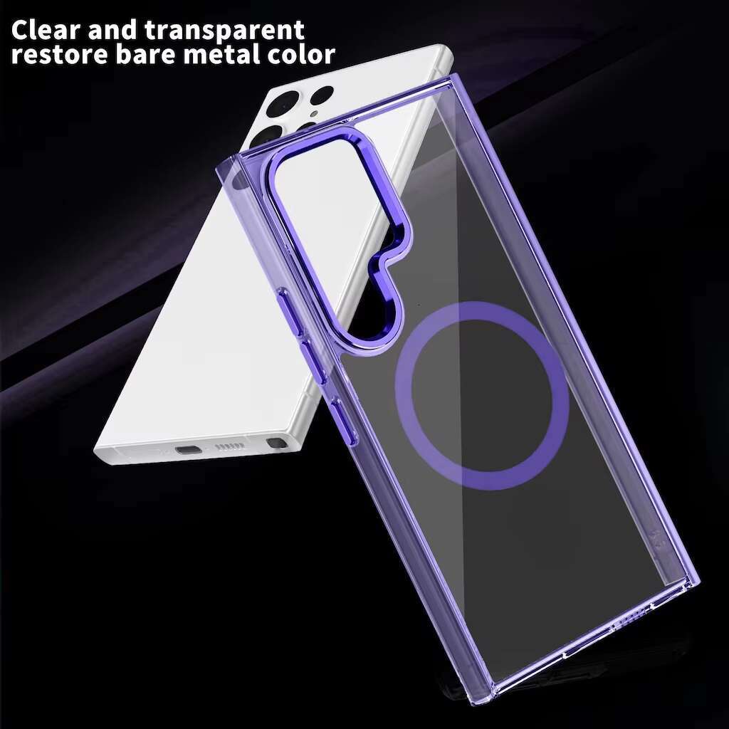 High Transparent PC Hard Mobile Phone Case for Samsung S25 Ultra case Simple Strong Magnetic Lens Frame Cover Solid Color