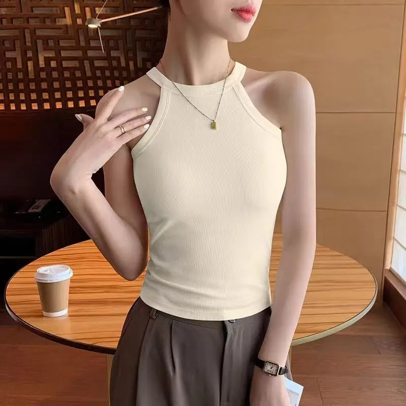 Womens summer fashion simple solid color ultra-thin tank top womens clothing casual matching elegant warm top 250314