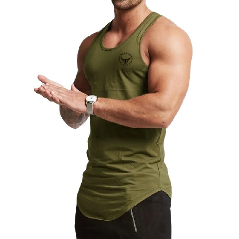 Cotton Material Summer Fitness Sports Vest Mens T-shirt Comfortable Bottoming Sweatshirt Workout Clothes 250319