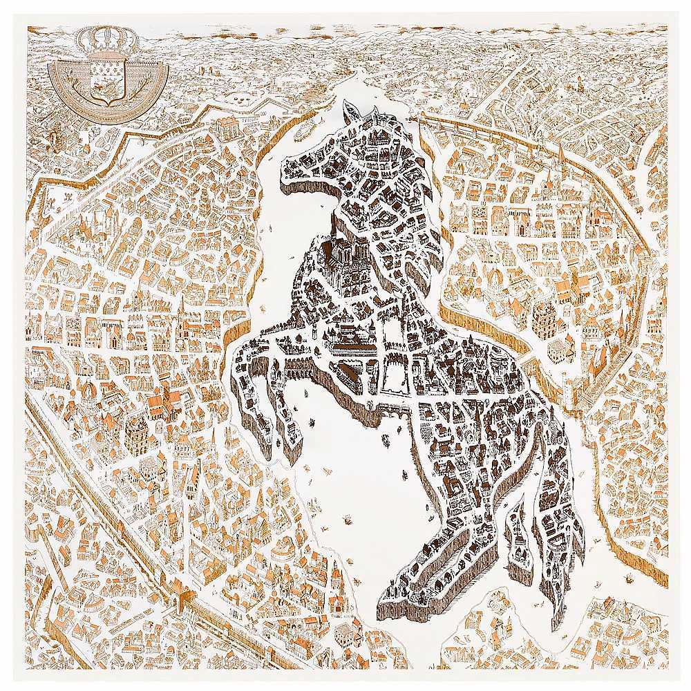 Europe 2022 Spring Fine Horse City of Sky 90*90cm Twill Large Square Scarf Wens Accessories Scarf Beach Shawl Scarf X250319