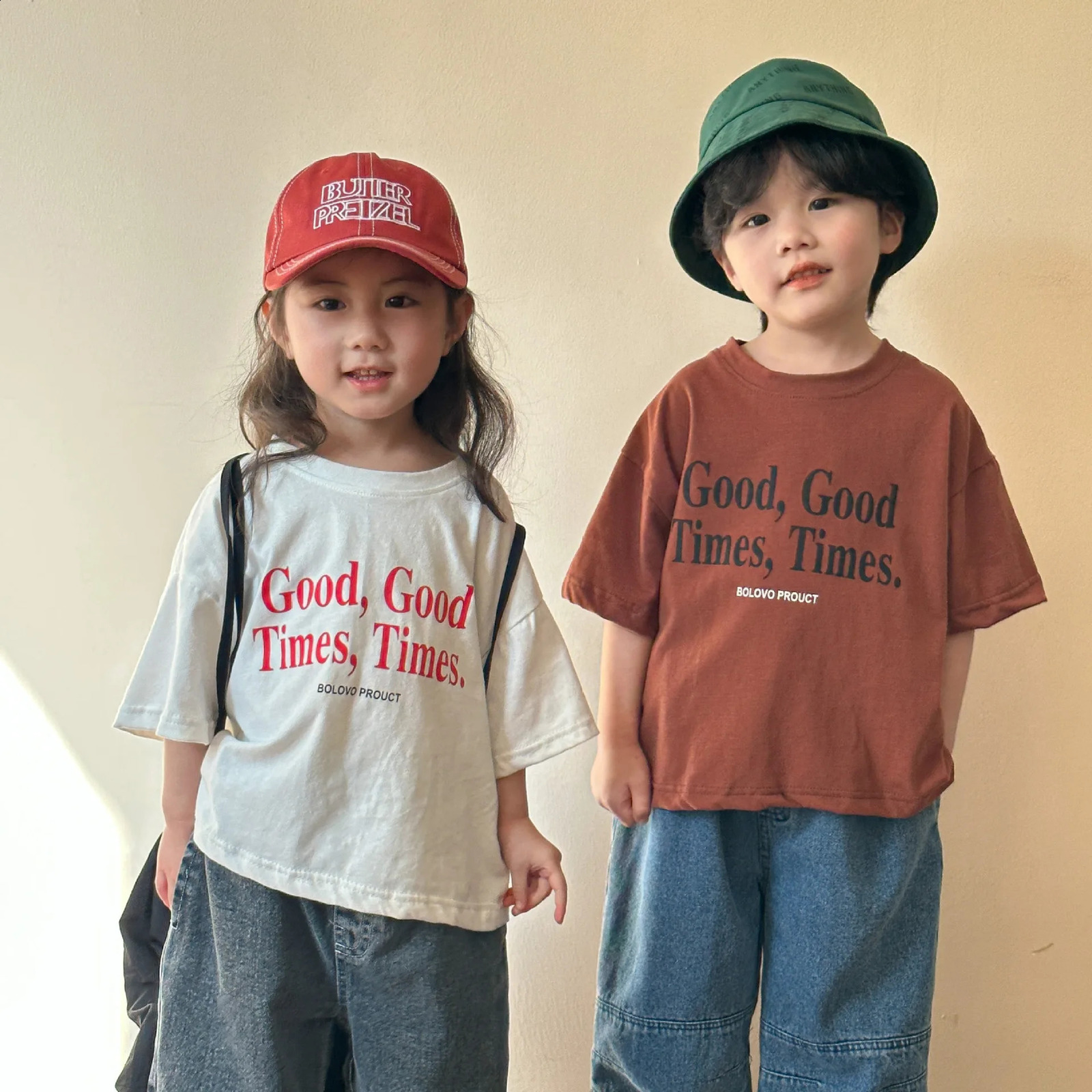 Summer Fashion Loose Girl Children Letter Print T-shirt Boy Baby Cotton Short Sleeve Tees Kid Casual Tops Toddler Clothes 250319