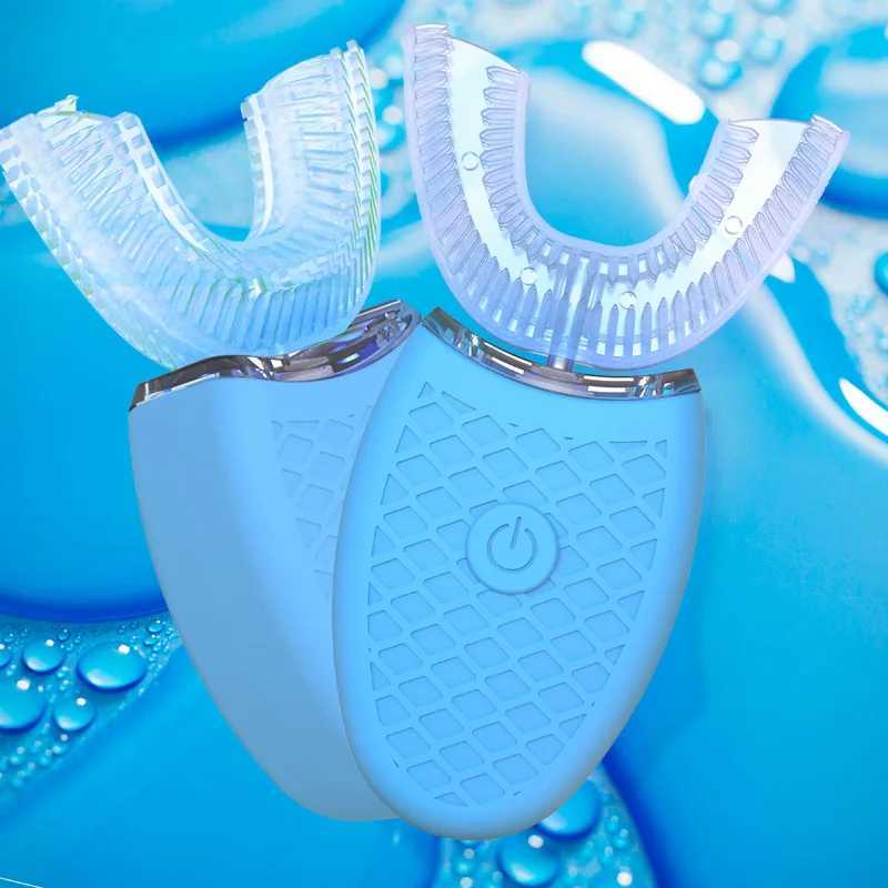 360 degree automatic sonic electric toothbrush suitable for adult intelligent U-shaped toothbrush USB charging blue light waterproof M250319