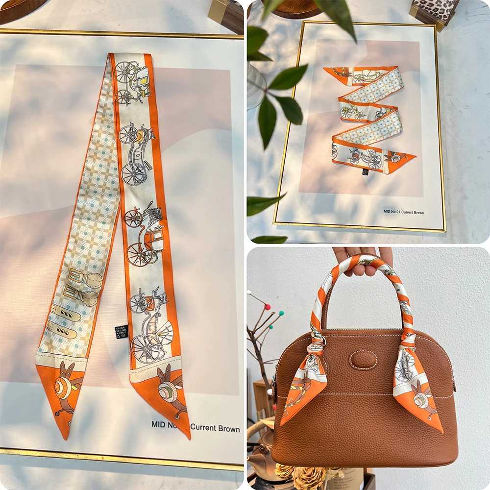New style horse scarf tight luxury brand diagonal printed tie bag handle ribbon scarf design ribbon scarf X250319