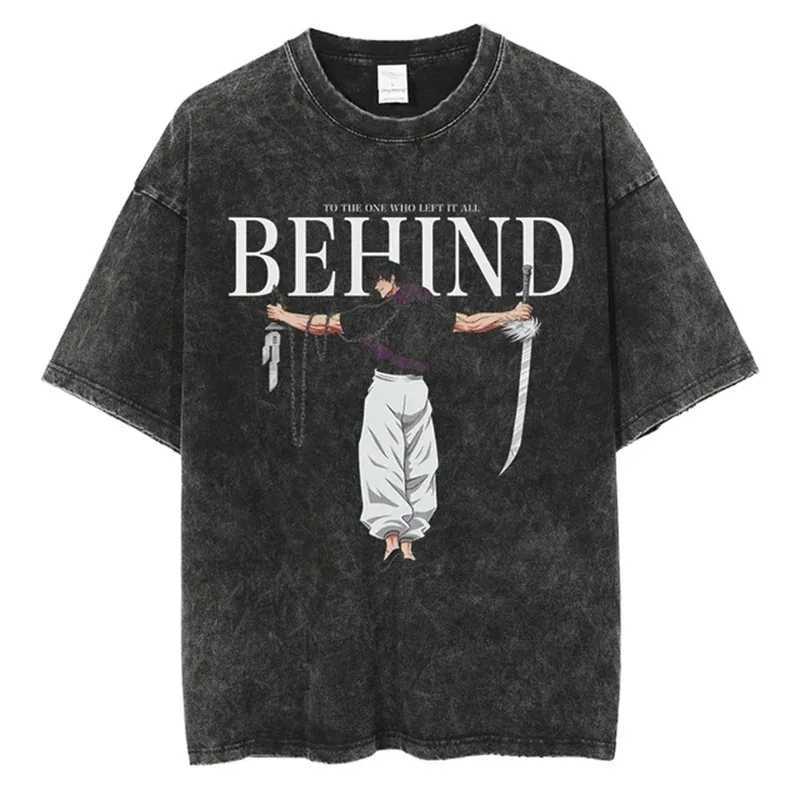 Harajuku Japanese Anime Street Clothing Graphic T-shirt Summer Short sleeved Cotton T-shirt Jujutsu Kaisen Printed Retro Washable T-shirtT250318