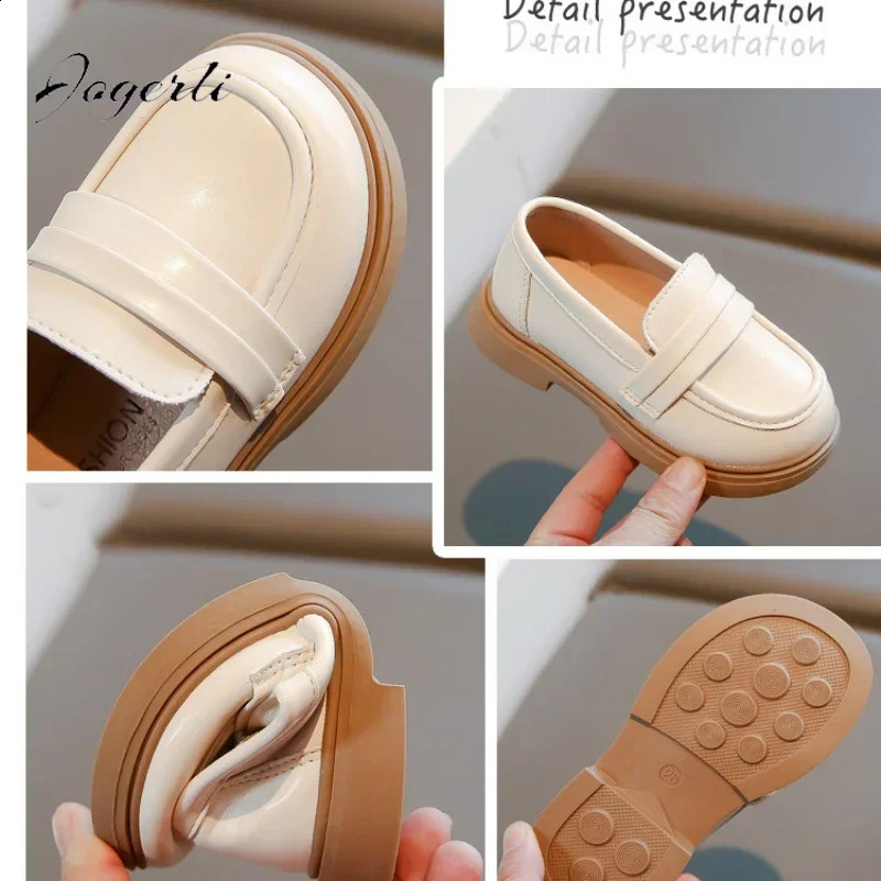 Girls PU Leather Shoes SpringSummer Collection Childrens Soft Bottom Princess Apartment Black School Casual 250319