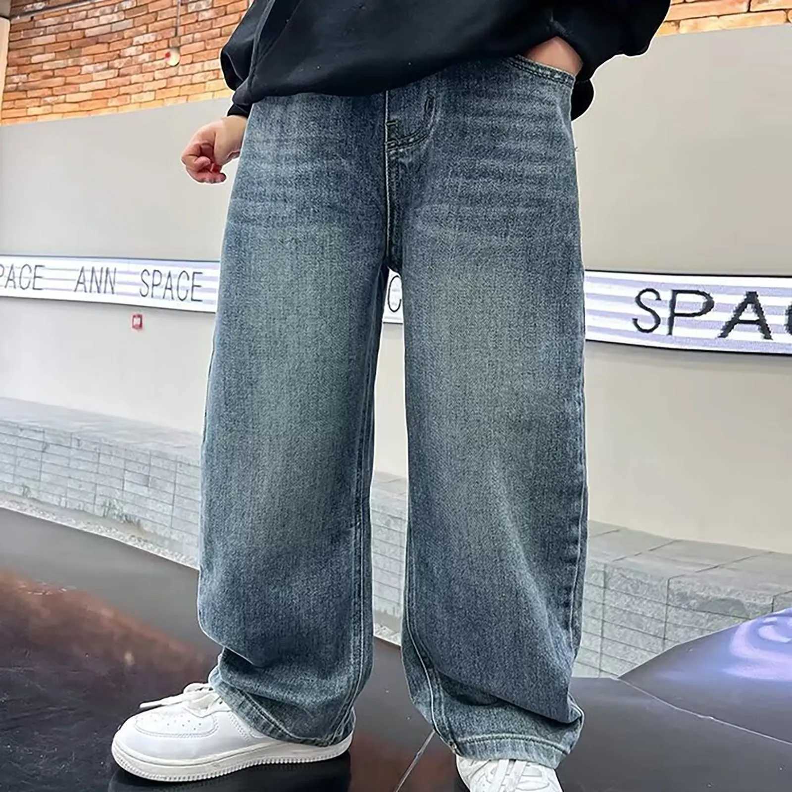 Tween Girls clothing boys fashion jeans childrens clothing Trouser straight pants loose denim wide leg sequined pants baby girlsT250318