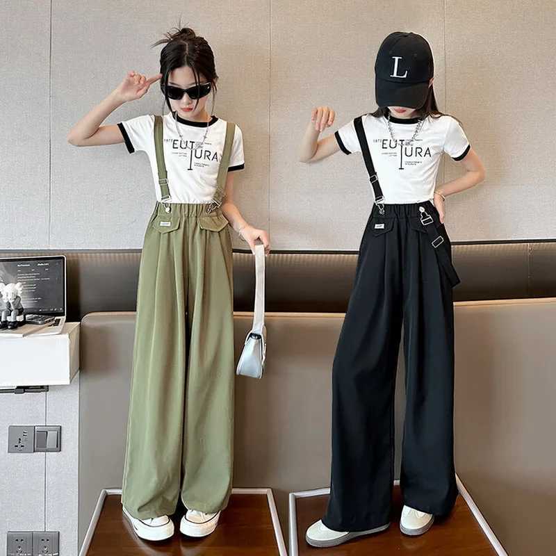 2025 Girls Summer Wide Leg Pants Casual Fashion Thin Loose Trouser for Kids Overalls 12 13 14 Years Youth and Childrens PantsT250318