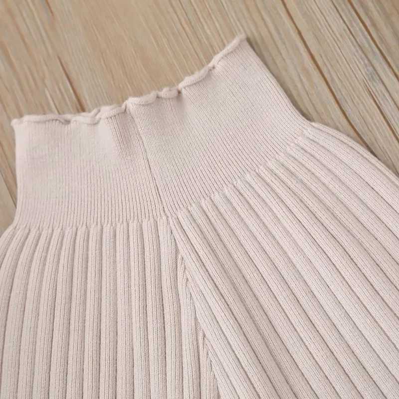 Autumn Korean style knitted wide leg pants suitable for children casual loose striped sweaters boys loose fitting pantsT250318