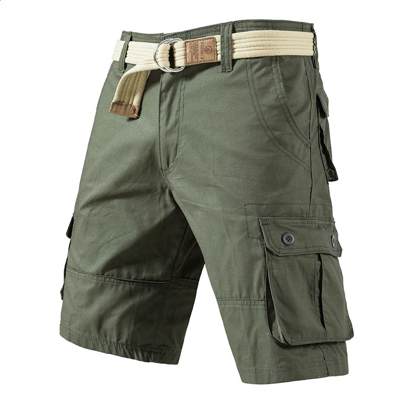 Cargo Knee Shorts Men Sports Casual Bermuda Plus Size Cotton Half Pants Golf Straight Running Gym 250319