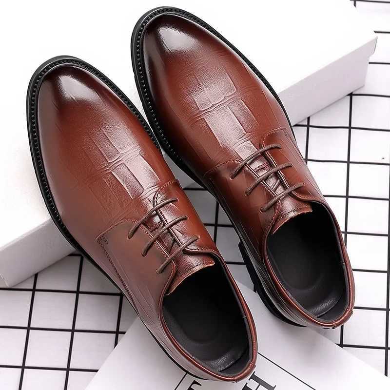 Leather shoes for mens new business formal casual breathable mens UK and South Korea versi pointed groom wedding shoesXJ250319