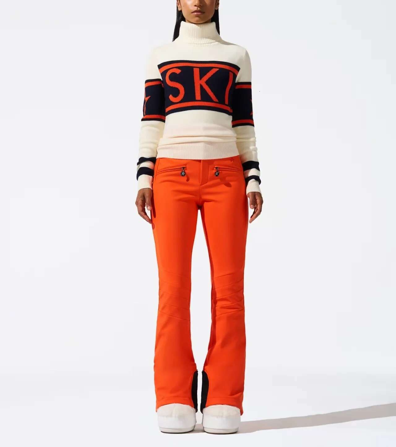 Elegant Haruku New Jacquard Knitted Letter Stripe Fashion High Collar Slim Fit Trendy Women's Sweater