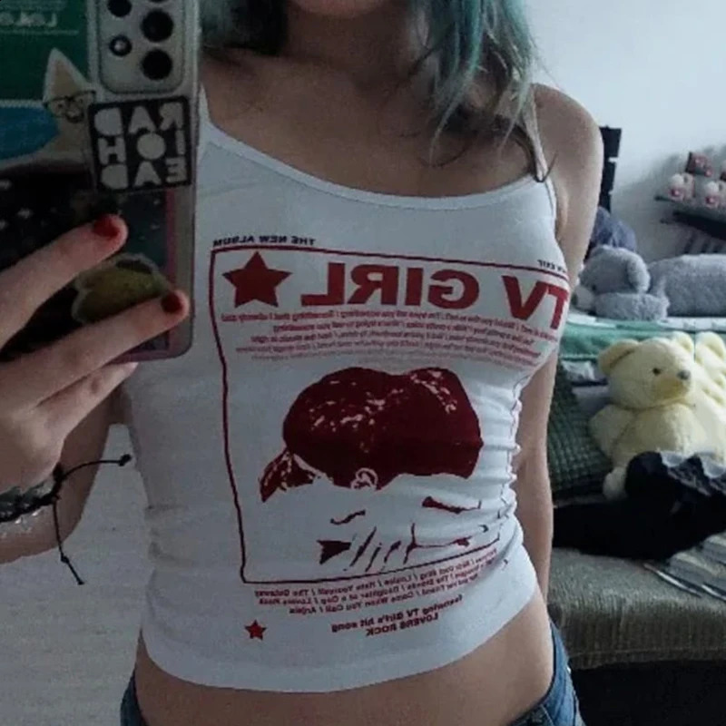 Trashy y2k 2000s vintage tight corset vest top baby Tshirt punk female aesthetic graphic printing Grunge Emo girl crop 250319