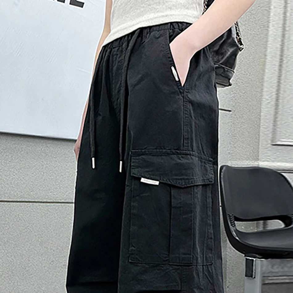 2024 new womens cargo pants ultra-thin and comfortable breathable wide legs loose elastic waist spring and summer casual pants youth clothingT250318