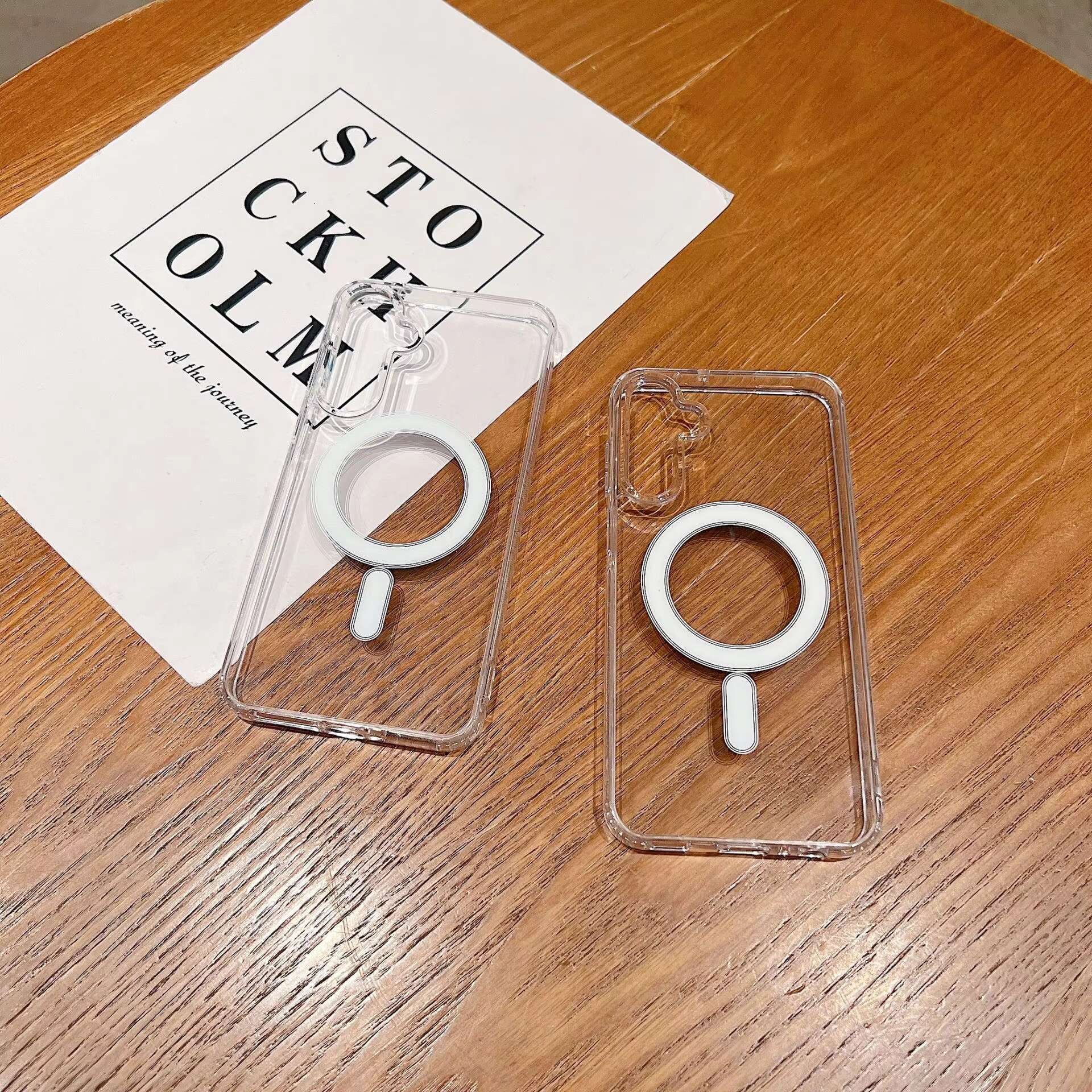 Anti-shock Transparent Magnetic Wireless Charging Back Phone Cover for Samsung S25 S24 Ultra S23 S22 ultra Plus