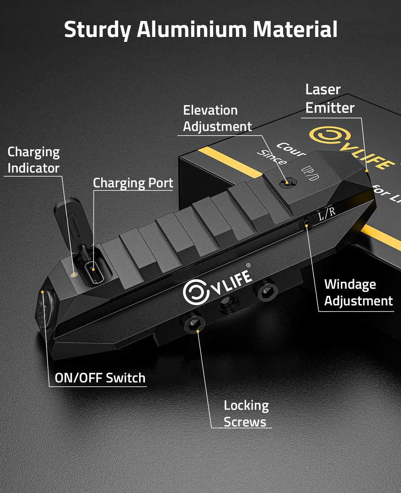 CVLIFE Picatinny green laser sight for tactical rifle charging long battery life strobe mode hunting X250319