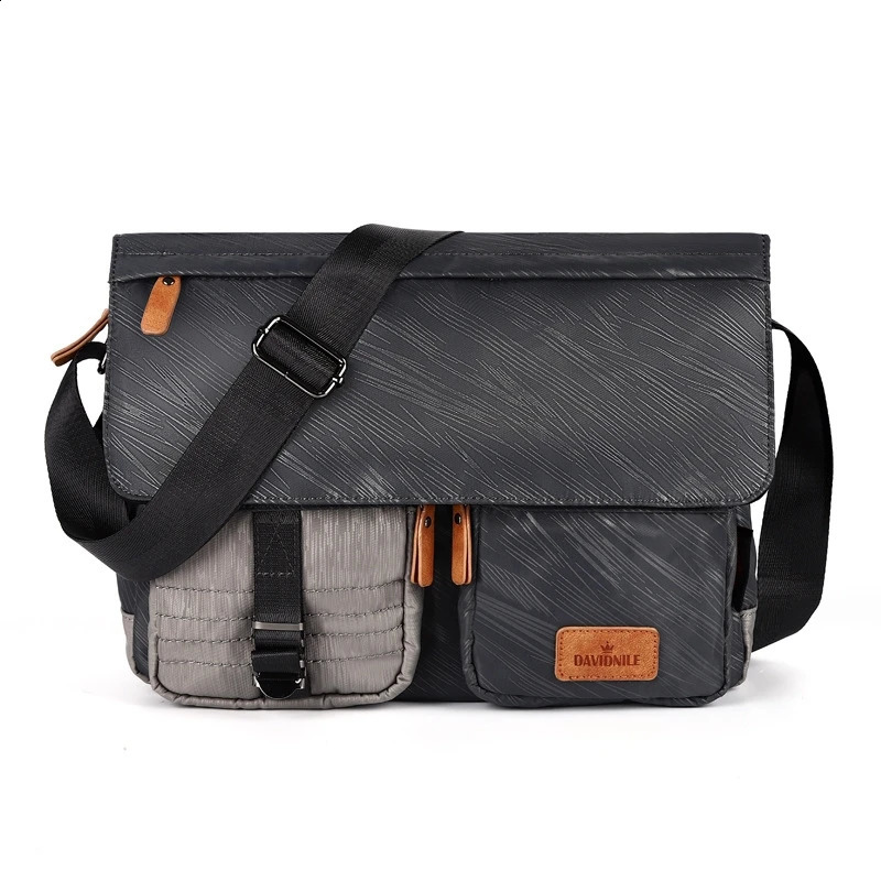 Retro Oxford Mens Shoulder Bag with Contrast Color Large Cross Body Bag and Multi functional Messenger Bag with External USB Interface 250318