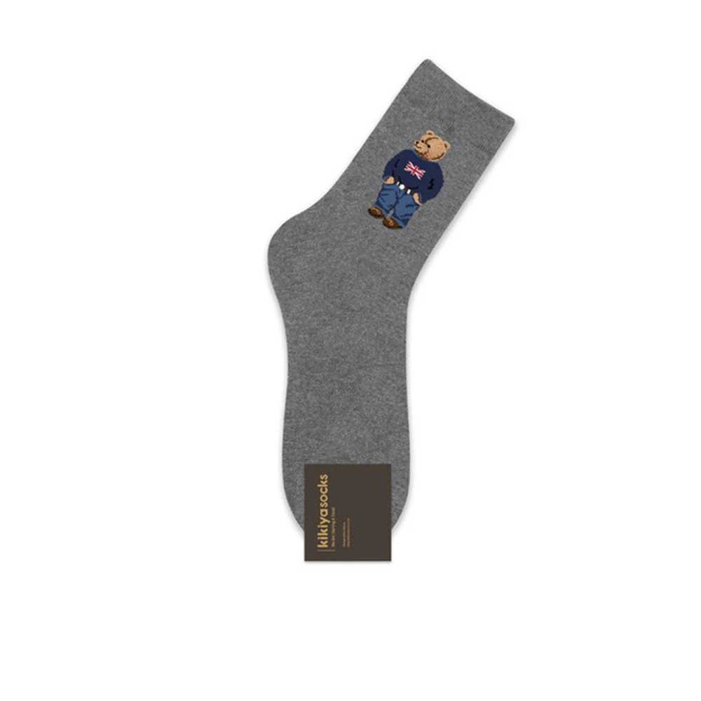 New Cartoon Gentleman Bear Mens Socks Cotton Harajuku Style Sport Boys Skateboard Novelty Breathable Christmas Gift X250319