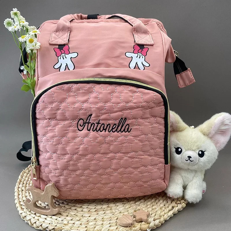 Personalized Name Mommy Bag Multi-functional Double Shoulder Storage Diaper Backpack for Outdoor Traveling Mom Gift 250319