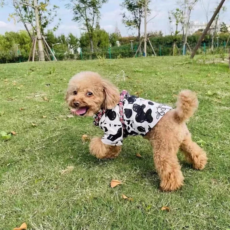Dog clothing cow print pet clothing fashion handsome puppy fashion Schnauzer spring and summer black and white wholesale 250318