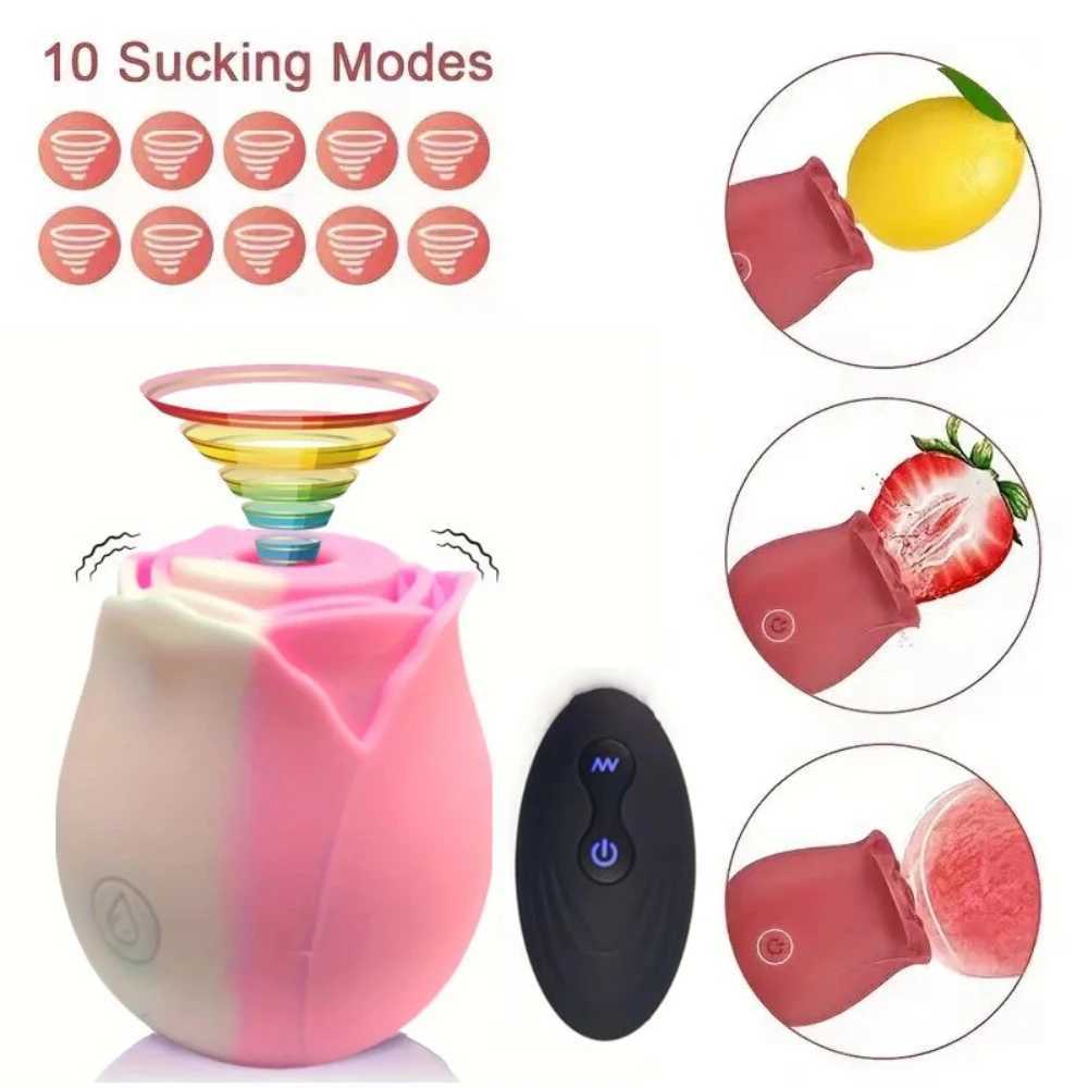Gradient Rose Breast Suction Vibrator Nipples Clitoris Vacuum Suction Cup Stimulator Female Sex Toys Adult Products Vibrator W250319