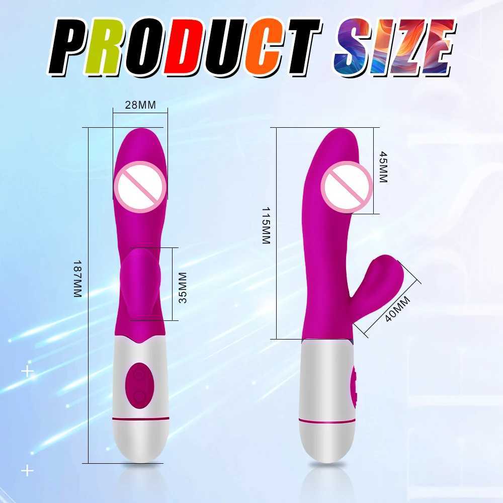 Strong G Spot Dildo Rabbit Vibrator Soft Silicone Pussy Massager Rechargeable Vagina Clitoris Stimulator Adult Sex Toy for Woman W250319